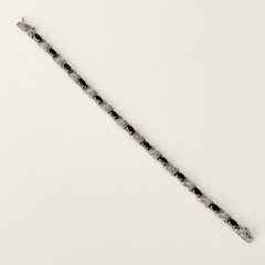 Vintage 925 Sterling Silver Genuine Sapphire & Diamond XO Tennis Bracelet 7″