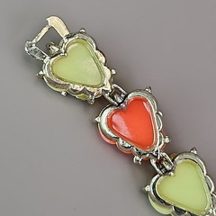 Vintage Leaf Bracelet Bright Orange Yellow Gold Tone Linked 6.5 in