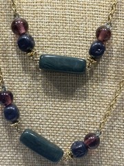 Vintage Casual Corner Beaded 44” Necklace ~ Gold Tone – Multicolor Glass Beads