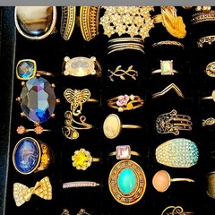 Lot of 90 Fashion Rings Mixed Sizes Statement Cocktail Rhinestone Reseller