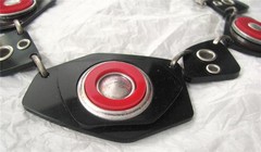 Vintage Bijoux Terner Red Black Lucite Panel Link Collar Necklace Modernist
