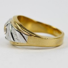 LIND Vintage 14KT HGE Gold Plated Mixed Metal Simulated Diamond Ring Size 12.5