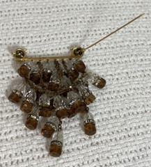 Unique Chandelier Dangle w Clear Rhinestones and Brown & Clear Crystals Brooch