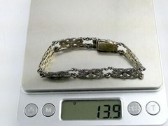 Vintage Sterling Silver Ornate Link Motif Bracelet Marcasite Accents 6.5In 13.9g