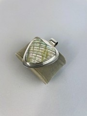 Vintage Modernist Mexico HUGE Sterling Silver Abalone Slider Pendant 30g