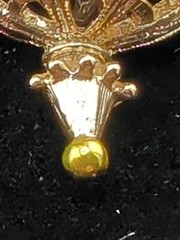 Vintage Gold Tone Enamel Green Christmas Ornament & Bow Brooch Pin 2.5 inches
