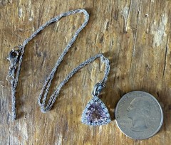 JTV ? VJ Trillion Cut Amethyst White Topaz 925 Pendant Sterling Silver Necklace