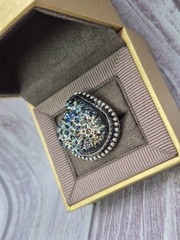 Large Vintage 925 Sterling Silver Blue Gold Druzy Ring Size 8.5 Estate Jewelry
