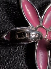 Pink and Green Flowers Sterling Pendant Brooch Spring – 2.5″ – 9.1 g – signed