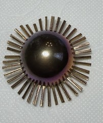 Vintage Gold Tone Starburst Sunburst Brooch Pin Midcentury Modern MCM READ