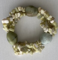 Vintage Tourmaline Quartz Stretch Bracelet 6.25in Green Chunky Boho 46.48g