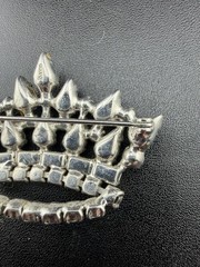 Vintage signed B. David Crown Brooch Multicolor Pear Cut