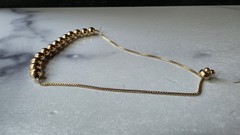 FAS Gold Tone 925 Sterling Silver Beaded Adjustable Chain Bracelet Thailand
