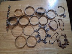 Vintage Bangle Cuff Beaded Bracelet Lot Of 19 Pcs Free Shipping See Description