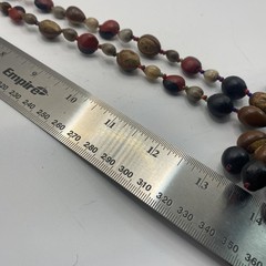 Vintage Handmade Wood Seed Beaded Flower Statement Necklace Buckeye Acorn 26in