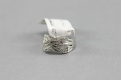 NWT $600 Macy’s Sterling Silver I2-I3 I-J 1/2 Ct Diamond Bypass Ring Sz 7 -6.9g