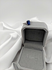 Natural Sapphire Oval 1.00ct Ring Genuine Ceylon Sapphire Sterling Size 7- 2.3gr