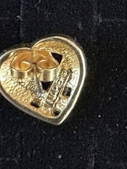 Vintage Pierced Earrings 1980s / 1990s Gold Tone LOT OF 5 Pair Hearts Signed