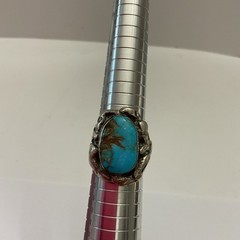Vintage Antique Turquoise And Silver Large Ring Size 11.25