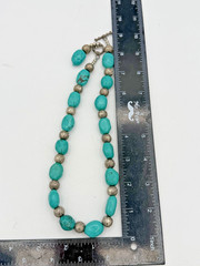 Vintage Faux Turquoise Stone Silver Tone Necklace