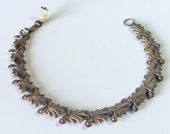 Vintage (Antique?) Silver or Silver-tone Scroll Link Bracelet 7″