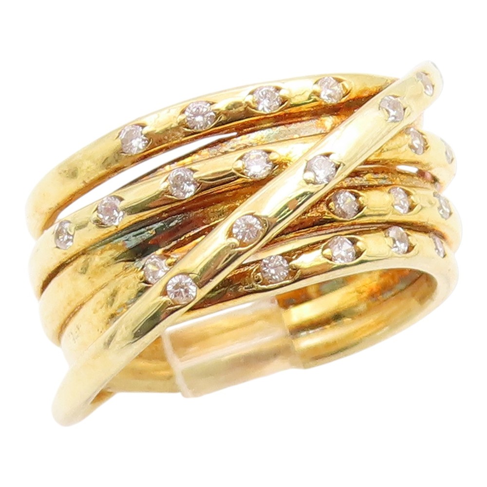 925 Sterling Silver Vintage Ring Gold Plated CZ Interlocking Band Sz 6 RG35381