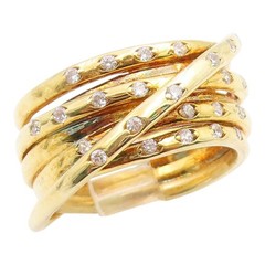 925 Sterling Silver Vintage Ring Gold Plated CZ Interlocking Band Sz 6 RG35381