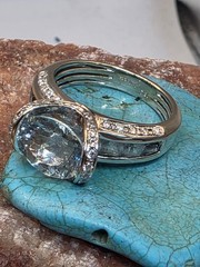 18kt BELLARI Diamond Aquamarine 18k White Gold Ring 7.42 S7