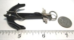 Victorian Silver and Banded Agate Anchor Pin 5.50 grams