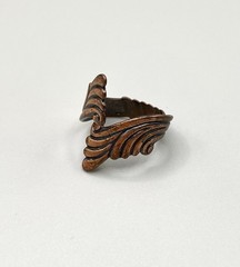 Vintage 70s Solid Copper Adjustable Wrap Ring Art Nouveau Scroll Southwestern