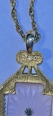 Avon Pink Camphor Glass Frosted Lights Pendant 70s Vintage Necklace Collectable