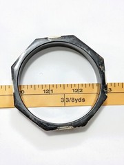 Horn and bone bangle bracelet black and white octagon shaped vintage retro