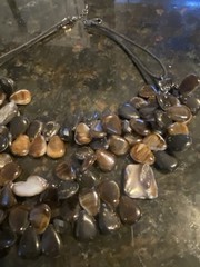 Black Brown Plastic Beads And Stone Bib Necklace
