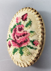 Vintage Brooch Petit Point Rose Gold Tone