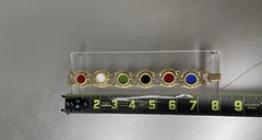 VTG Celebrity Signed Multicolor Bracelet Gold Tone Clasp Floral Flowers