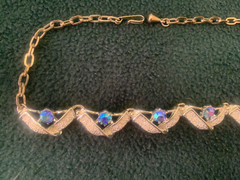 Vtg Jace Aurora borealis Silver tone Adjustable length Choker collar Necklace