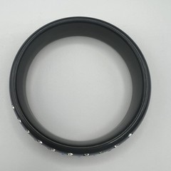 Vintage Black Acrylic Lucite AB Rhinestones Domed Bangle Bracelet Size 8″