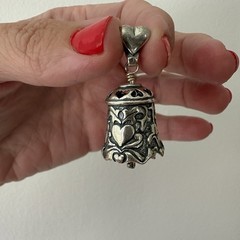 Sterling Love Bell Pendant by Jewelry John The Bell Collection Hearts Cutouts