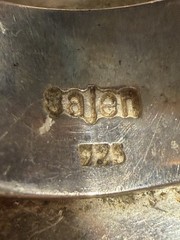 Vintage Silver 925 Sajen Size 8 Hematite Carved Sleeping Cat Ring