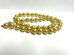 vintage pearl necklace gold color hd knotted sz 16 in lg 8.5 mm sz pearls wgt33g