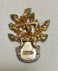 AUTHENTIC SWOBODA FLOWER VASE BROOCH ~ “A” QUALITY JADE,CARNELIAN, JASPER ~WOW!