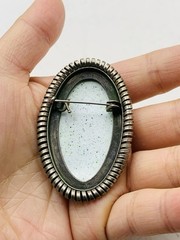 Vintage Silver Tone Russian Finift Hand Painted Porcelain The Snow Maiden Brooch