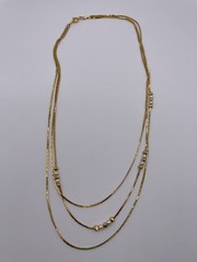 Vintage Gold Tone Multi Strand Necklace Dainty Faux Pearls