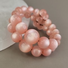 Vintage Moonglow Wrap Bracelet Pink Graduated Lucite Layered Expands 6″