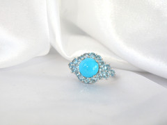Vintage Sterling Silver 925 Sleeping Beauty Blue Topaz Ring Size 7