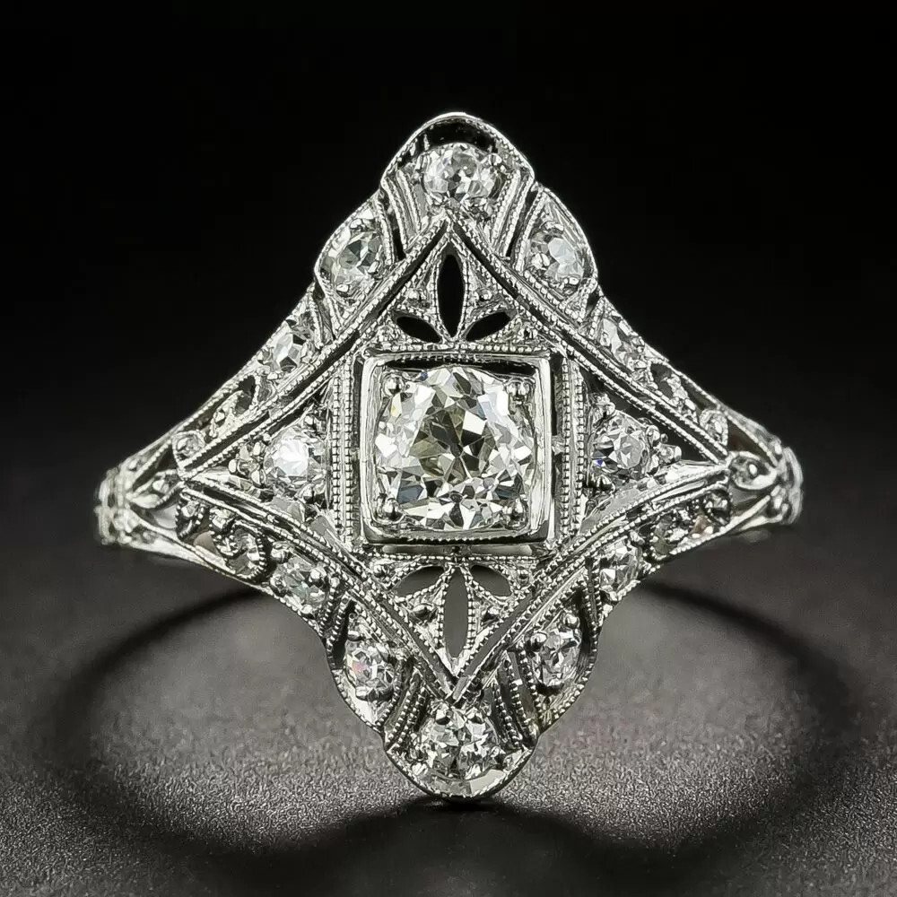 0.68Ctw White Round Cut Antique Long Style Engagement Wedding Ring In 925 Silver
