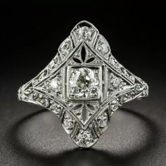 0.68Ctw White Round Cut Antique Long Style Engagement Wedding Ring In 925 Silver