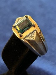 Vintage Estate 50’s Sterling Silver Gold Vermeil Blue Mystic Topaz Men’s Ring