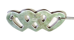 Vintage Sterling Silver TRIPLE HEART Brooch Pin Made in Thailand