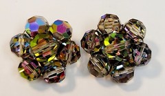 4 Vintage Crystal Glass Bead Cluster Earrings AB Blue White Pink